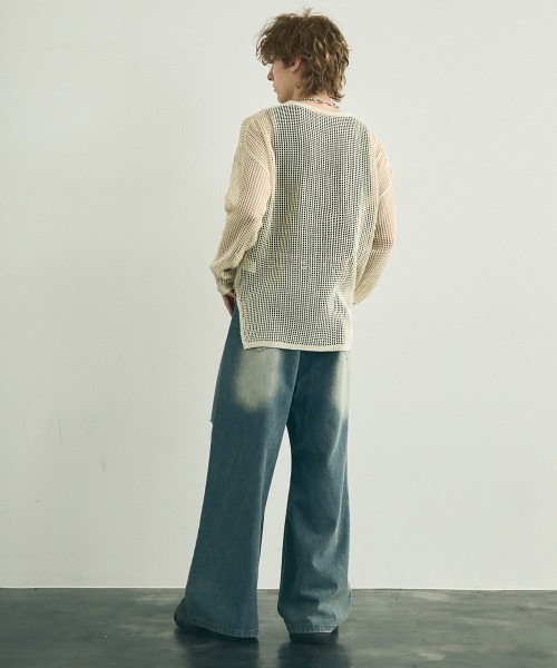 Shoowtime(ショウタイム)の「Big silhouette knit loose sheer cardigan / ビッグシルエットニットルーズシアーカーディガン(カーディガン/ボレロ・メンズ・ブラック/オフホワイト・MEDIUM/LARGE/X-LARGE)」の16枚目の写真