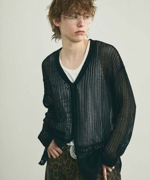 セール】Big silhouette knit loose sheer cardigan / ビッグ