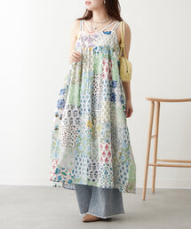 【India series】【一枚で華やかに】パッチワークワンピース