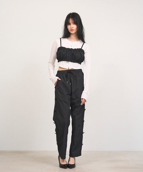 Nora Lily elle（ノラリリーエル）の「【Nora Lily】「elle」Side Ribbon Nylon Pants（その他パンツ・レディース・ベビーピンク/ブルーグレー/ブラック・FREE）」の10枚目の写真