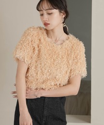 hinari（ヒナリ）の「フェザーヤーン半袖プルオーバー（Tシャツ/カットソー）」