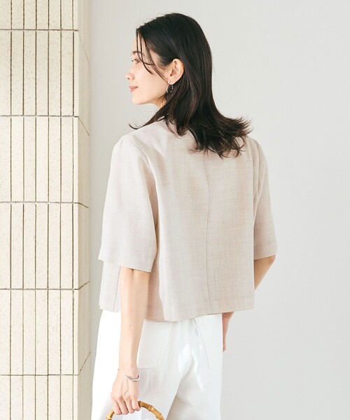 セール】Softリネンライク ショートスリーブ ジャケット -マシン