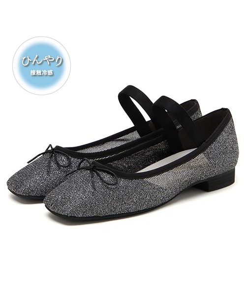 JELLY BEANS(ジェリービーンズ)の「【ひんやりパンプス】スクエアソフトストラップバレエシューズ【Made in Japan】(113-52013)JELLY BEANS(ジェリービーンズ)(バレエシューズ・レディース・シルバー/ブラック/アイボリー・23/24/22.5/23.5/24.5)」の5枚目の写真