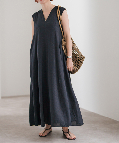 Spick&Span リネンレーヨンストレートワンピース スピックアンドスパンリネンレーヨンストレートワンピース38