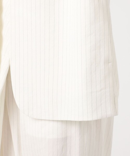 ＊美品【ボールジィ】ノーカラージャケット リネン　ストレッチ　ホワイト　３８ 美品【ボールジィ】ノーカラージャケット リネン ストレッチ ホワイト