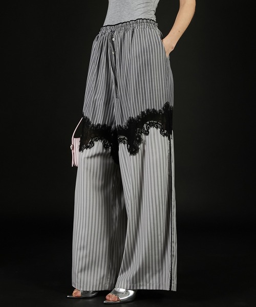 PRANK PROJECT(プランクプロジェクト)の「ストライプコンビレースパジャマパンツ / Striped Combination Lace Pajama Pants(その他パンツ・レディース・ブルー/グレー・36/38)」の20枚目の写真