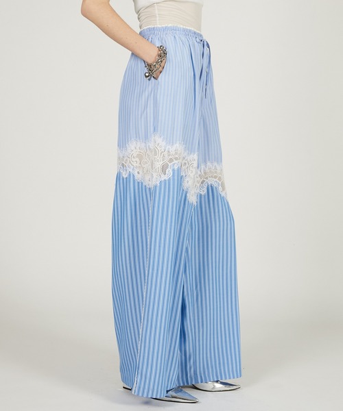 PRANK PROJECT(プランクプロジェクト)の「ストライプコンビレースパジャマパンツ / Striped Combination Lace Pajama Pants(その他パンツ・レディース・ブルー/グレー・36/38)」の13枚目の写真