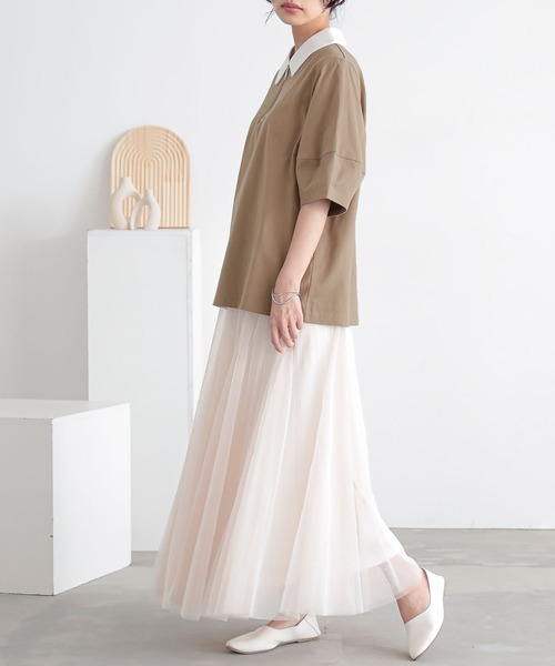 n'OrLABEL（ノアールレーベル）の「『ハーフジップランタンポロカットソー』（ポロシャツ・レディース・ライトグレー/グリーン/ベージュ/ブラック・1/2）」の20枚目の写真