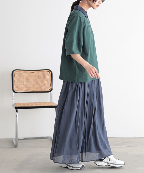 n'OrLABEL（ノアールレーベル）の「『ハーフジップランタンポロカットソー』（ポロシャツ・レディース・ライトグレー/グリーン/ベージュ/ブラック・1/2）」の9枚目の写真