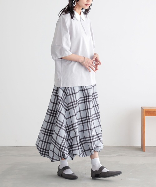 n'OrLABEL（ノアールレーベル）の「『ハーフジップランタンポロカットソー』（ポロシャツ・レディース・ライトグレー/グリーン/ベージュ/ブラック・1/2）」の17枚目の写真