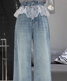 AMAJI（アマジ）の「レースフリル付きデニムパンツ（デニムパンツ）」