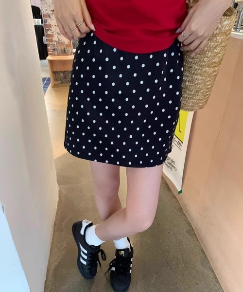 WEGO（ウィゴー）の「WEGO/ドット柄台形インナーパンツ付きミニ