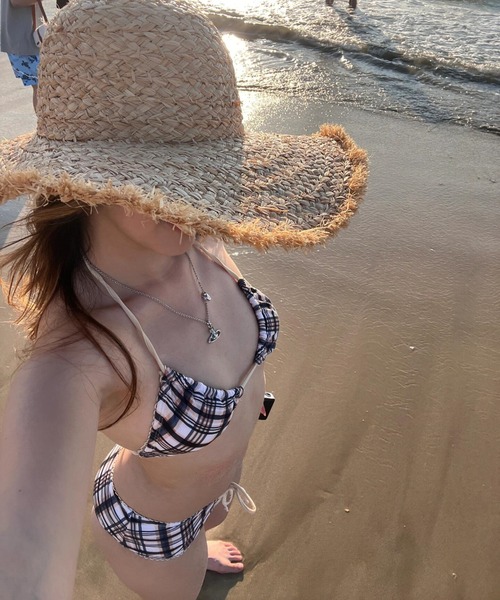 セール】Y2K レトロチェックビキニ [2点セット]（水着）｜gossip