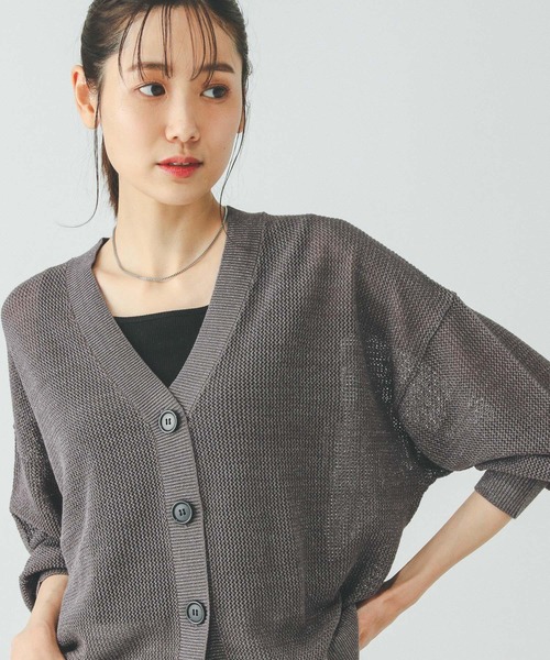GLOBAL WORK(グローバルワーク)の「洗えるドライメッシュカーディガン/288080(カーディガン/ボレロ・レディース・チャコール/モカ/アイボリー/ブルー系その他6・REGULAR/SHORT)」の3枚目の写真