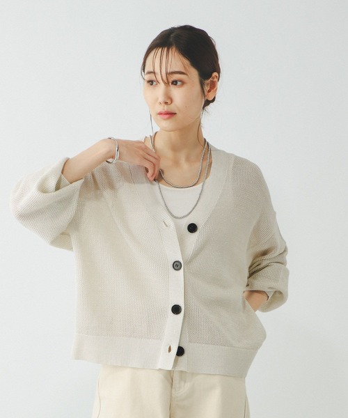 GLOBAL WORK(グローバルワーク)の「洗えるドライメッシュカーディガン/288080(カーディガン/ボレロ・レディース・チャコール/モカ/アイボリー/ブルー系その他6・REGULAR/SHORT)」の7枚目の写真