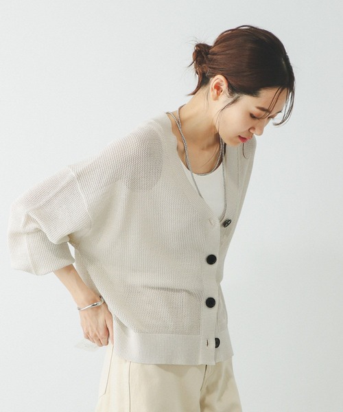 GLOBAL WORK(グローバルワーク)の「洗えるドライメッシュカーディガン/288080(カーディガン/ボレロ・レディース・チャコール/モカ/アイボリー/ブルー系その他6・REGULAR/SHORT)」の8枚目の写真