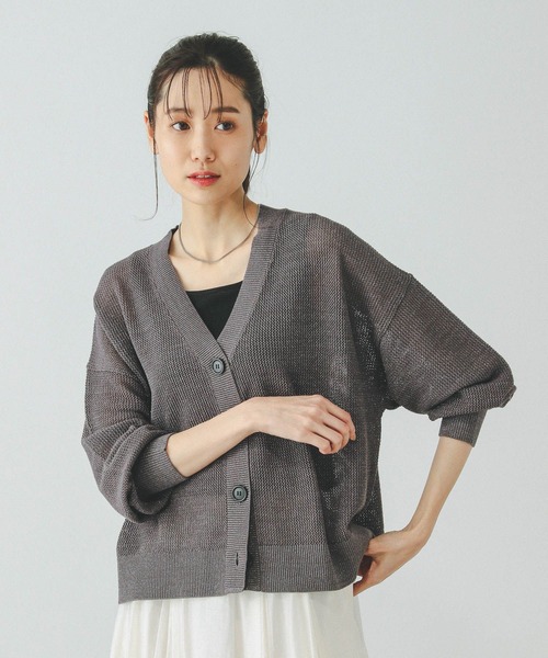 GLOBAL WORK(グローバルワーク)の「洗えるドライメッシュカーディガン/288080(カーディガン/ボレロ・レディース・チャコール/モカ/アイボリー/ブルー系その他6・REGULAR/SHORT)」の11枚目の写真