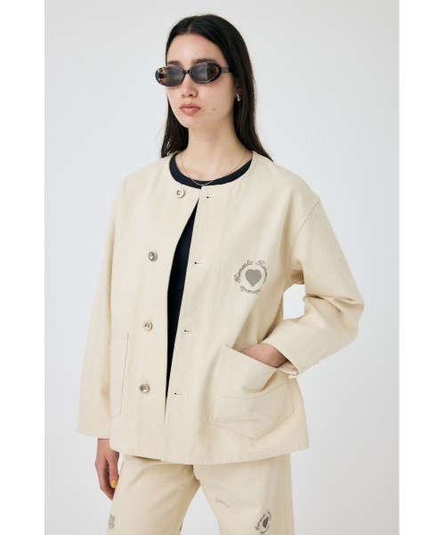 MOUSSY（マウジー）の「PU WORK ジャケット（ノーカラージャケット・レディース・オフホワイト・FREE）」の2枚目の写真