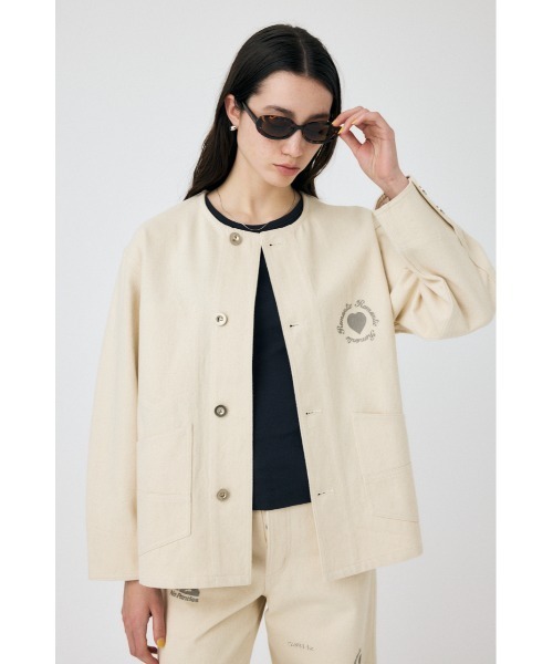 MOUSSY（マウジー）の「PU WORK ジャケット（ノーカラージャケット・レディース・オフホワイト・FREE）」の5枚目の写真