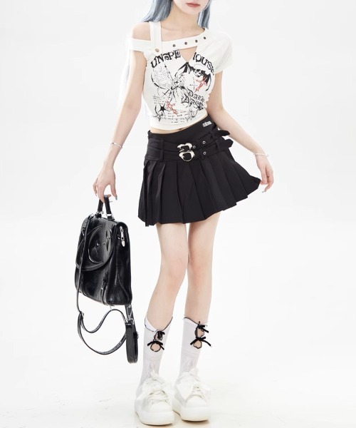 tシャツ A'GEM/9 × .kom 「.KOM/ドットケーオーエム」 ショルダーストラッププリントTEE レディース A'GEM/9 × .kom 『.KOM/ドットケーオーエム』 ショルダー