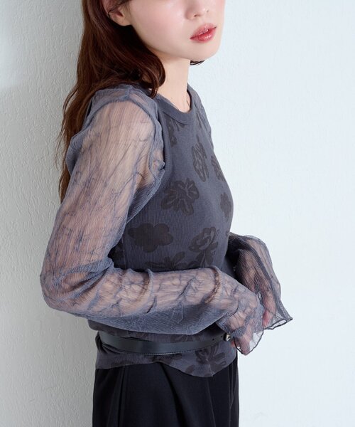 Kastane(カスタネ)の「ランダムチュールメローTEE(Tシャツ/カットソー・レディース・アイボリー/ネイビー/サックスブルー/チャコールグレー/ブラウン・FREE)」の16枚目の写真