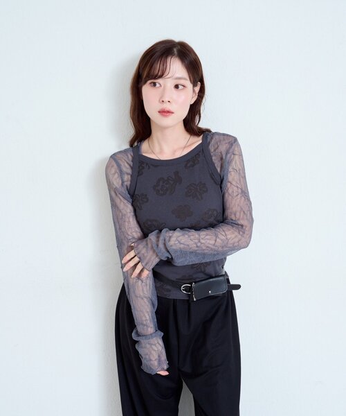 Kastane(カスタネ)の「ランダムチュールメローTEE(Tシャツ/カットソー・レディース・アイボリー/ネイビー/サックスブルー/チャコールグレー/ブラウン・FREE)」の17枚目の写真