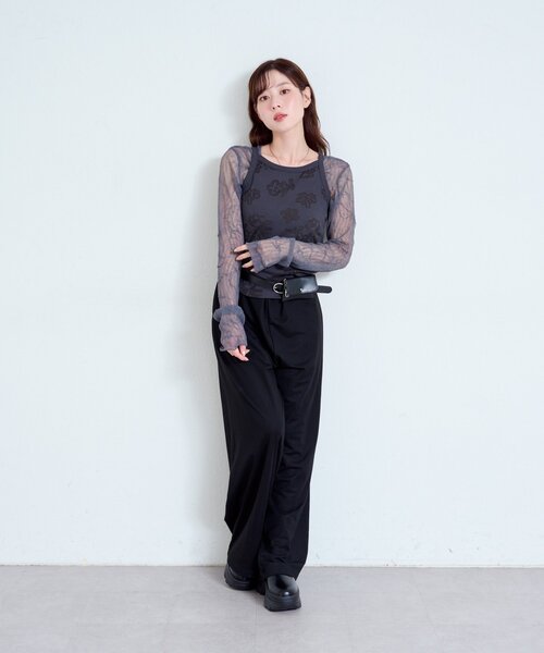 Kastane(カスタネ)の「ランダムチュールメローTEE(Tシャツ/カットソー・レディース・アイボリー/ネイビー/サックスブルー/チャコールグレー/ブラウン・FREE)」の18枚目の写真