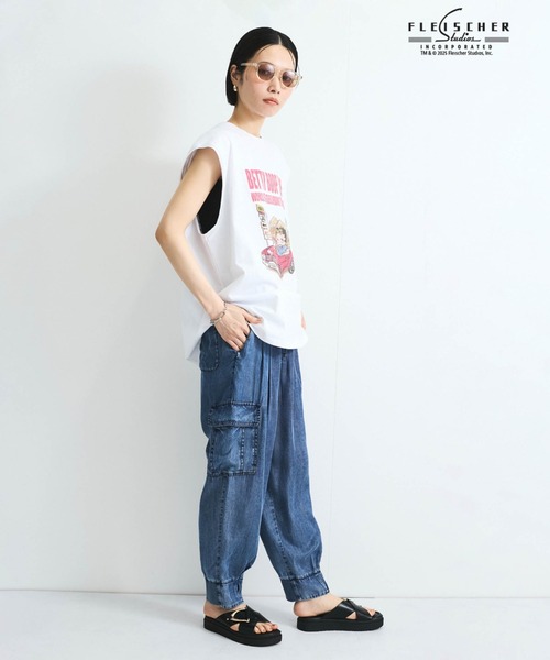 VICKY(ビッキー)の「バイオシルクパウダージョガーパンツ≪洗濯機で洗える≫(デニムパンツ・レディース・ネイビー/ブラック・M)」の20枚目の写真