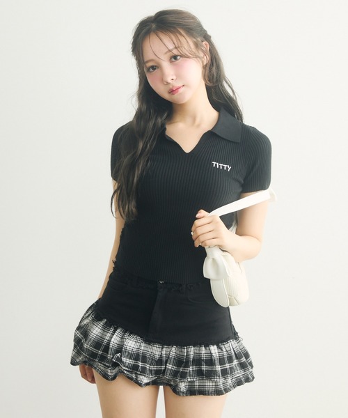 TITTY&CO.（ティティーアンドコー）の「チェックフリルデニムスカート（デニムスカート・レディース・ブラック/ブルー・FREE）」の11枚目の写真