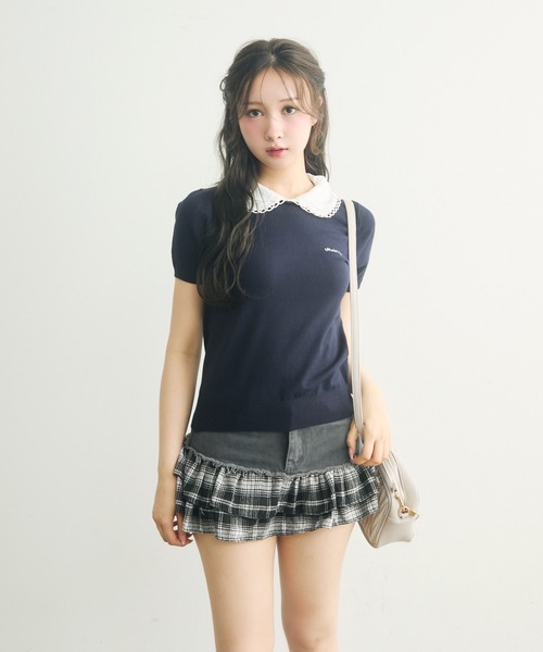 TITTY&CO.（ティティーアンドコー）の「チェックフリルデニムスカート（デニムスカート・レディース・ブラック/ブルー・FREE）」の21枚目の写真