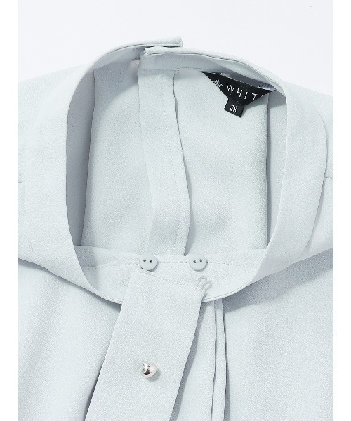 SUIT SQUARE（スーツスクエア）の「ボウタイ2WAYブラウス 半袖 ウォッシャブル ジョーゼット（シャツ/ブラウス・レディース・ブルー系/イエロー系/ホワイト系・38(9号)）」の14枚目の写真