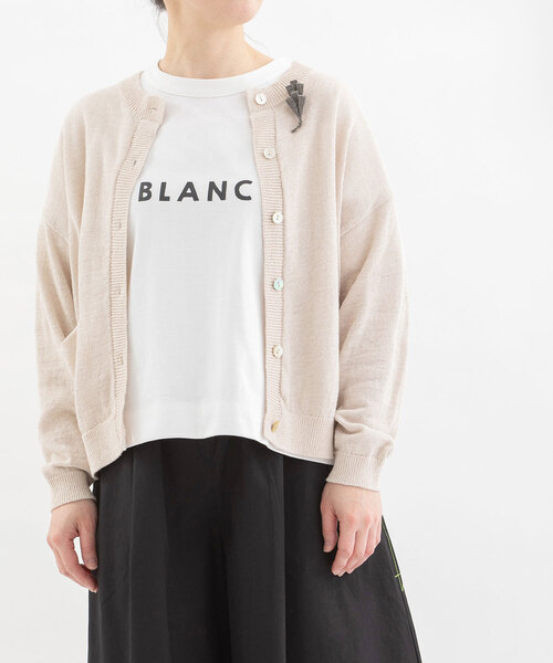 nop de nod(ノップドゥノッド)の「コットンリネンクルーカーディガン(カーディガン/ボレロ・レディース・ブラック/キナリ/ブルー系/グリーン・M)」の2枚目の写真