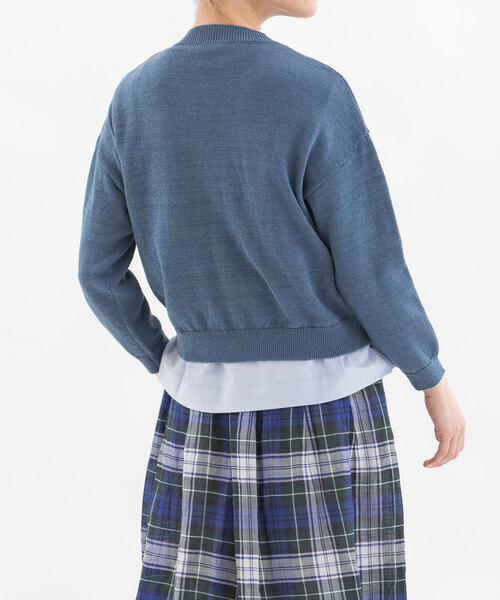 nop de nod(ノップドゥノッド)の「コットンリネンクルーカーディガン(カーディガン/ボレロ・レディース・ブラック/キナリ/ブルー系/グリーン・M)」の9枚目の写真