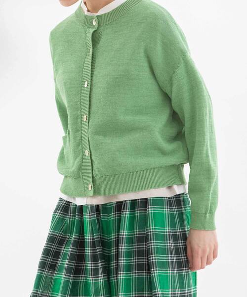 nop de nod(ノップドゥノッド)の「コットンリネンクルーカーディガン(カーディガン/ボレロ・レディース・ブラック/キナリ/ブルー系/グリーン・M)」の13枚目の写真