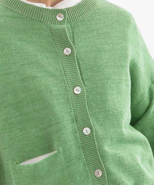 nop de nod(ノップドゥノッド)の「コットンリネンクルーカーディガン(カーディガン/ボレロ・レディース・ブラック/キナリ/ブルー系/グリーン・M)」の16枚目の写真