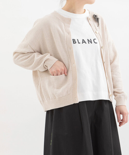 nop de nod(ノップドゥノッド)の「コットンリネンクルーカーディガン(カーディガン/ボレロ・レディース・ブラック/キナリ/ブルー系/グリーン・M)」の20枚目の写真