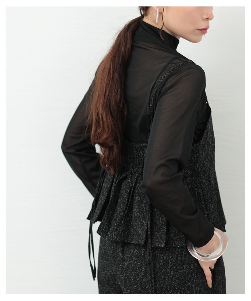 Sawa a la mode（サワアラモード）の「プリーツデザインビスチェ（Tシャツ/カットソー・レディース・ブラウン/ブラック・FREE）」の5枚目の写真