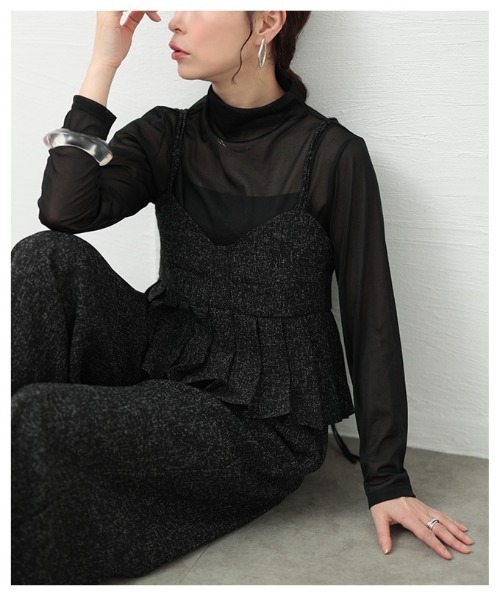 Sawa a la mode（サワアラモード）の「プリーツデザインビスチェ（Tシャツ/カットソー・レディース・ブラウン/ブラック・FREE）」の9枚目の写真