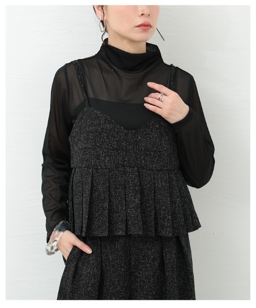 Sawa a la mode（サワアラモード）の「プリーツデザインビスチェ（Tシャツ/カットソー・レディース・ブラウン/ブラック・FREE）」の11枚目の写真