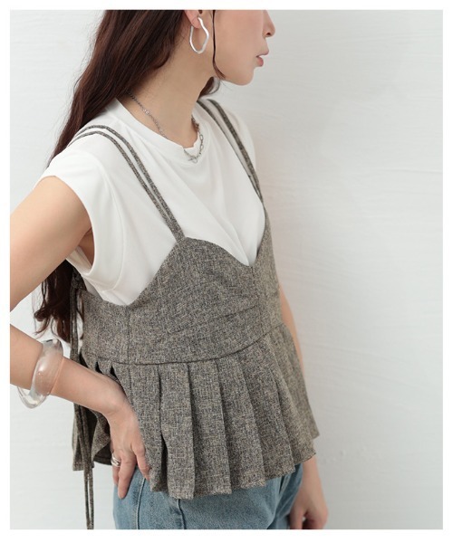 Sawa a la mode（サワアラモード）の「プリーツデザインビスチェ（Tシャツ/カットソー・レディース・ブラウン/ブラック・FREE）」の15枚目の写真