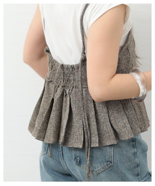 Sawa a la mode（サワアラモード）の「プリーツデザインビスチェ（Tシャツ/カットソー・レディース・ブラウン/ブラック・FREE）」の19枚目の写真