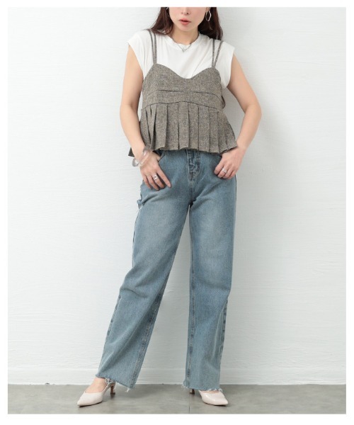 Sawa a la mode（サワアラモード）の「プリーツデザインビスチェ（Tシャツ/カットソー・レディース・ブラウン/ブラック・FREE）」の20枚目の写真