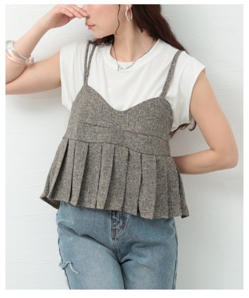 Sawa a la mode（サワアラモード）の「プリーツデザインビスチェ（Tシャツ/カットソー・レディース・ブラウン/ブラック・FREE）」の21枚目の写真