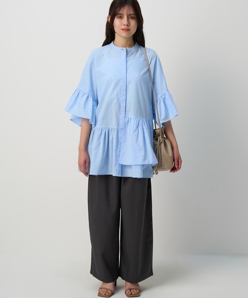 1% SHUHEI OGAWA アシンメトリー フリル ブラウス M グリーン 1% SHUHEI OGAWA アシンメトリー フリル ブラウス M グリーン