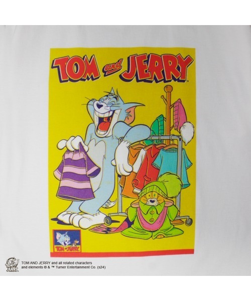 Tom&Jerry(トムアンドジェリー)の「【Tom&Jerry/トムとジェリー】""Memorable Scene YELLOW"" T-Shirt"半袖プリントTシャツ ビックシルエット ピグメント加工 ヴィンテージライク(Tシャツ/カットソー・メンズ・ホワイト/チャコールグレー・MEDIUM/LARGE/X-LARGE)」の4枚目の写真