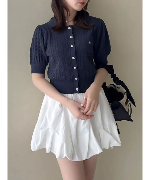 POLO BCS(ポロ ビーシーエス)の「【POLOBCSコラボ】ポロカーデニットトップス(ニット/セーター・レディース・オフホワイト/オレンジ/イエロー/ネイビー・FREE)」の1枚目の写真