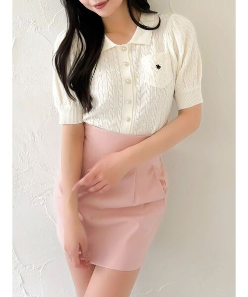 POLO BCS(ポロ ビーシーエス)の「【POLOBCSコラボ】ポロカーデニットトップス(ニット/セーター・レディース・オフホワイト/オレンジ/イエロー/ネイビー・FREE)」の2枚目の写真