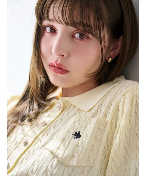 POLO BCS(ポロ ビーシーエス)の「【POLOBCSコラボ】ポロカーデニットトップス(ニット/セーター・レディース・オフホワイト/オレンジ/イエロー/ネイビー・FREE)」の6枚目の写真