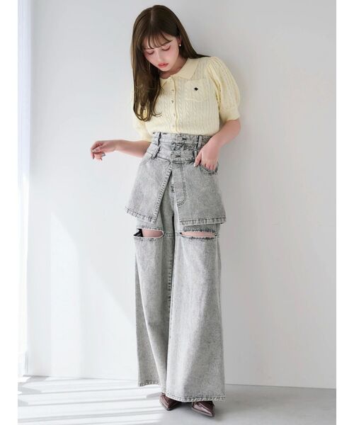 POLO BCS(ポロ ビーシーエス)の「【POLOBCSコラボ】ポロカーデニットトップス(ニット/セーター・レディース・オフホワイト/オレンジ/イエロー/ネイビー・FREE)」の8枚目の写真