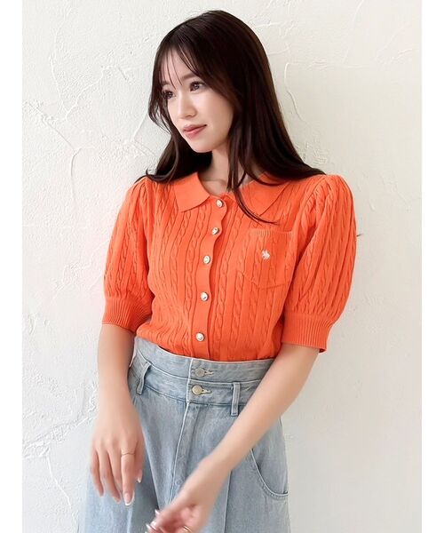 ボタンポロニットトップス ボーダーポロニットトップス – hellam